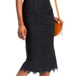 Banana Republic lattice Black Lace Midi Skirt Size: 4